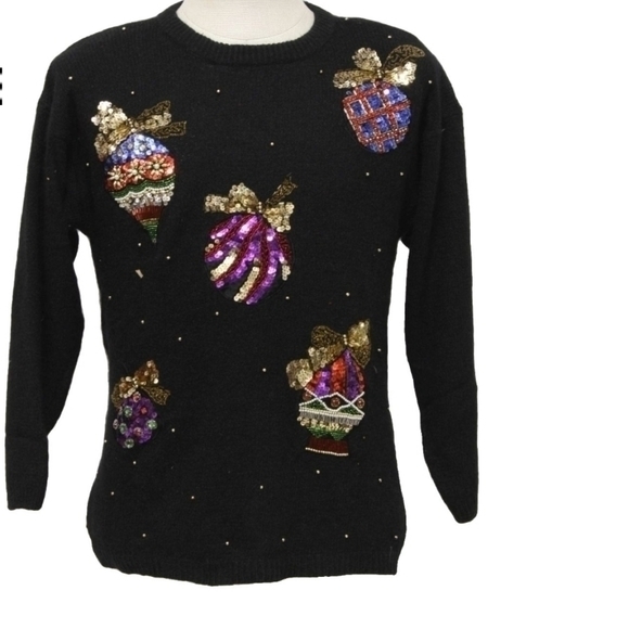 E.M.T Sequin Silk Angora Lambswool  Christmas‎ Ugly Sweater Size Medium - Picture 15 of 15
